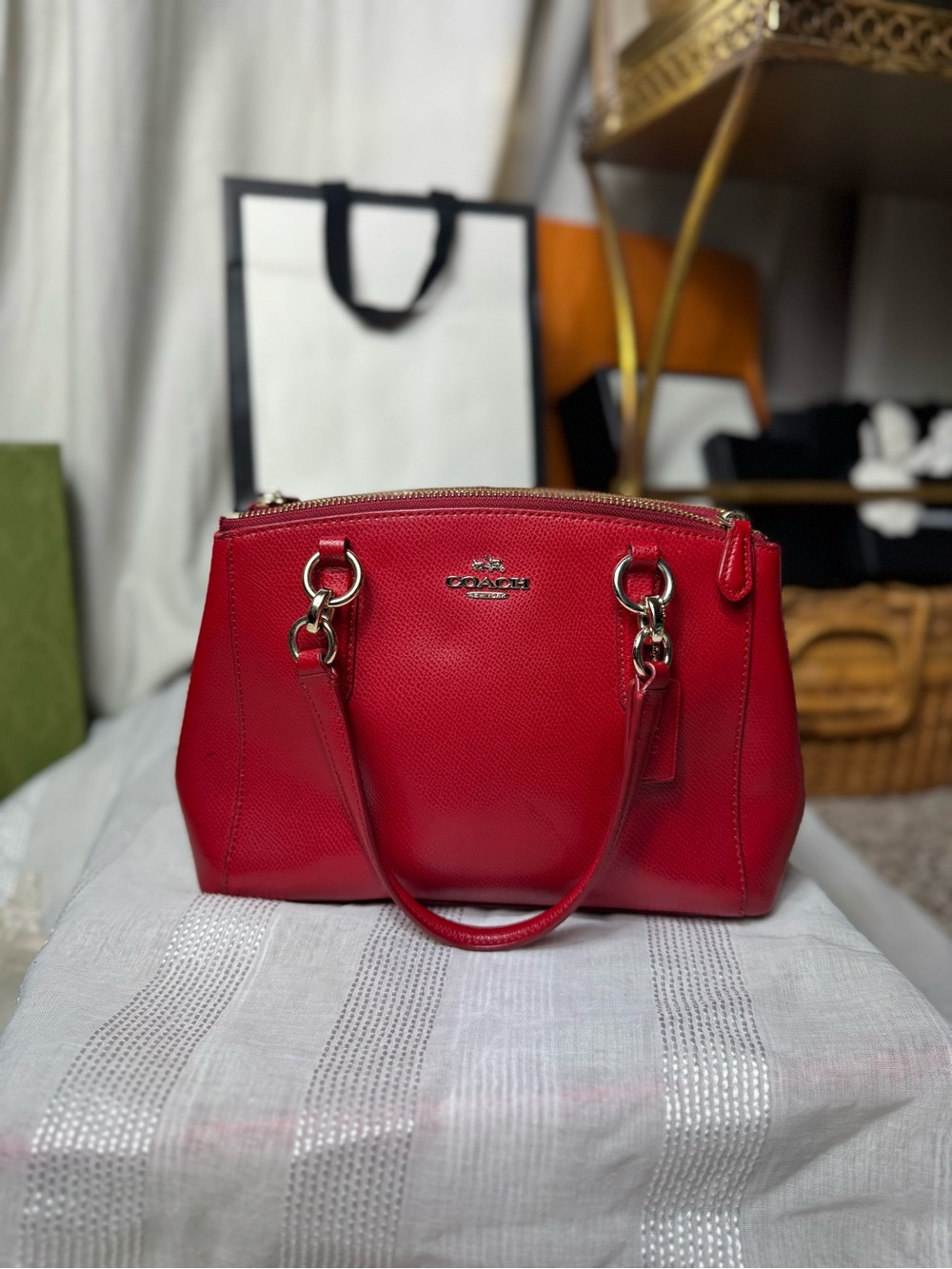 Vintage Red Coach Mini Christie Carryall handbag no strap